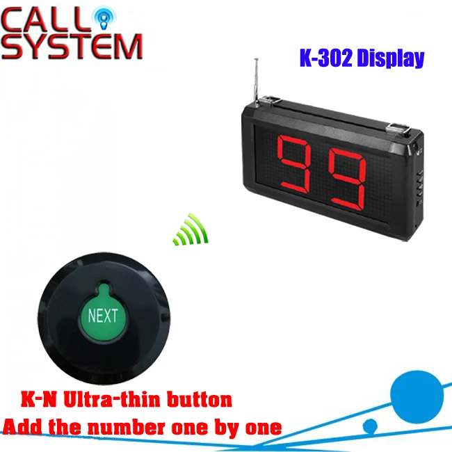 

Queue Calling System with K-N Ultra-thin button can add the number one by one and K-302 display