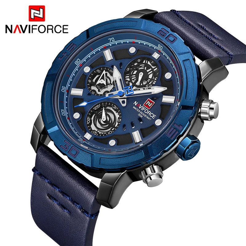 NAVIFORCE Fashoin спортивные часы для мужчин водонепроницаемые аналоговые Кварцевые