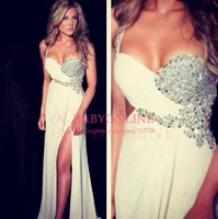 New Fashion 2014 Sweethearted Sexy Side Slit Prom Dress Beads Sequins Decorated Women Long Evening Dresses EV0136