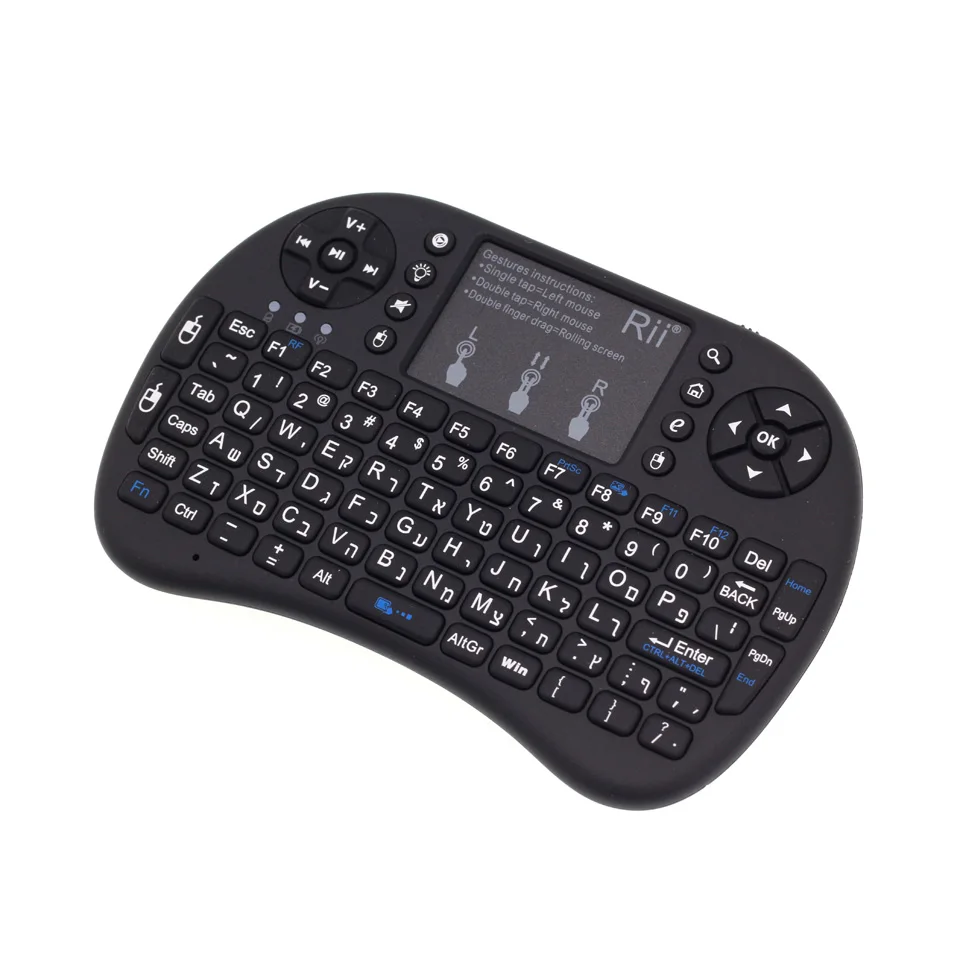 Beste Hebreeuws Toetsenbord Originele Rii i8 + Backlit 2.4GHz Mini Draadloze Toetsenbord met TouchPad voor Android TV Box Mini PC Laptop