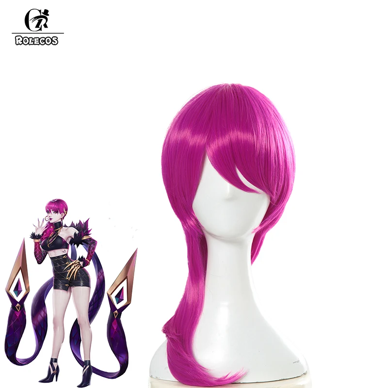 ROLECOS игра LOL Косплей волос K/DA Evelynn головные Уборы Группа KDA 40 см короткие розовые