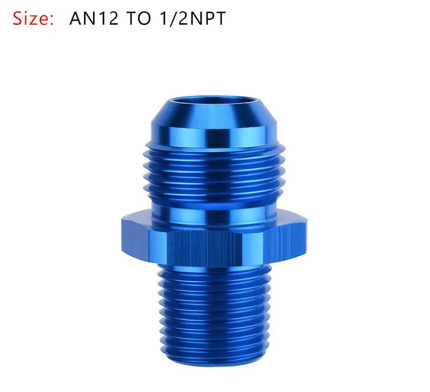 Areyourshop автомобильный 1 шт. AN4 AN6 AN8 AN10 AN12 NPT прямой Мазут Воздушный шланг фитинг Мужской адаптер синий авто аксессуары - Цвет: AN12 TO 1 2NPT