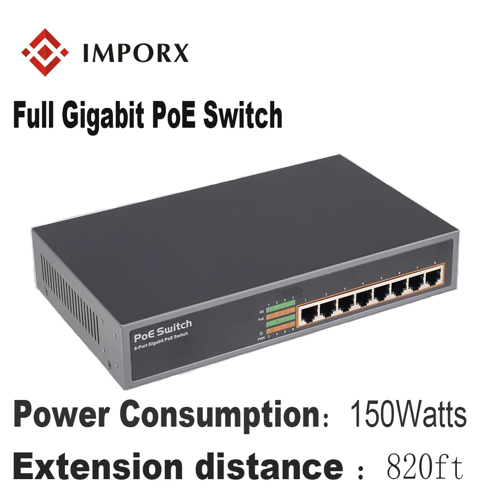 8 портов POE коммутатор Ethernet с на порт DC52V адаптер питания для сетевой ip-камеры или беспроводной AP/7PoE сплиттер подходит для CCTV