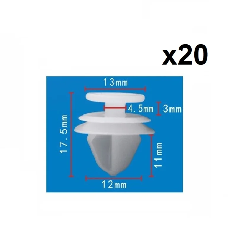 

20X зажимы для PEUGEOT 206 207 406 407 607 807, дверная карточка, удерживающая белый пластик, для VOLVO 30648141