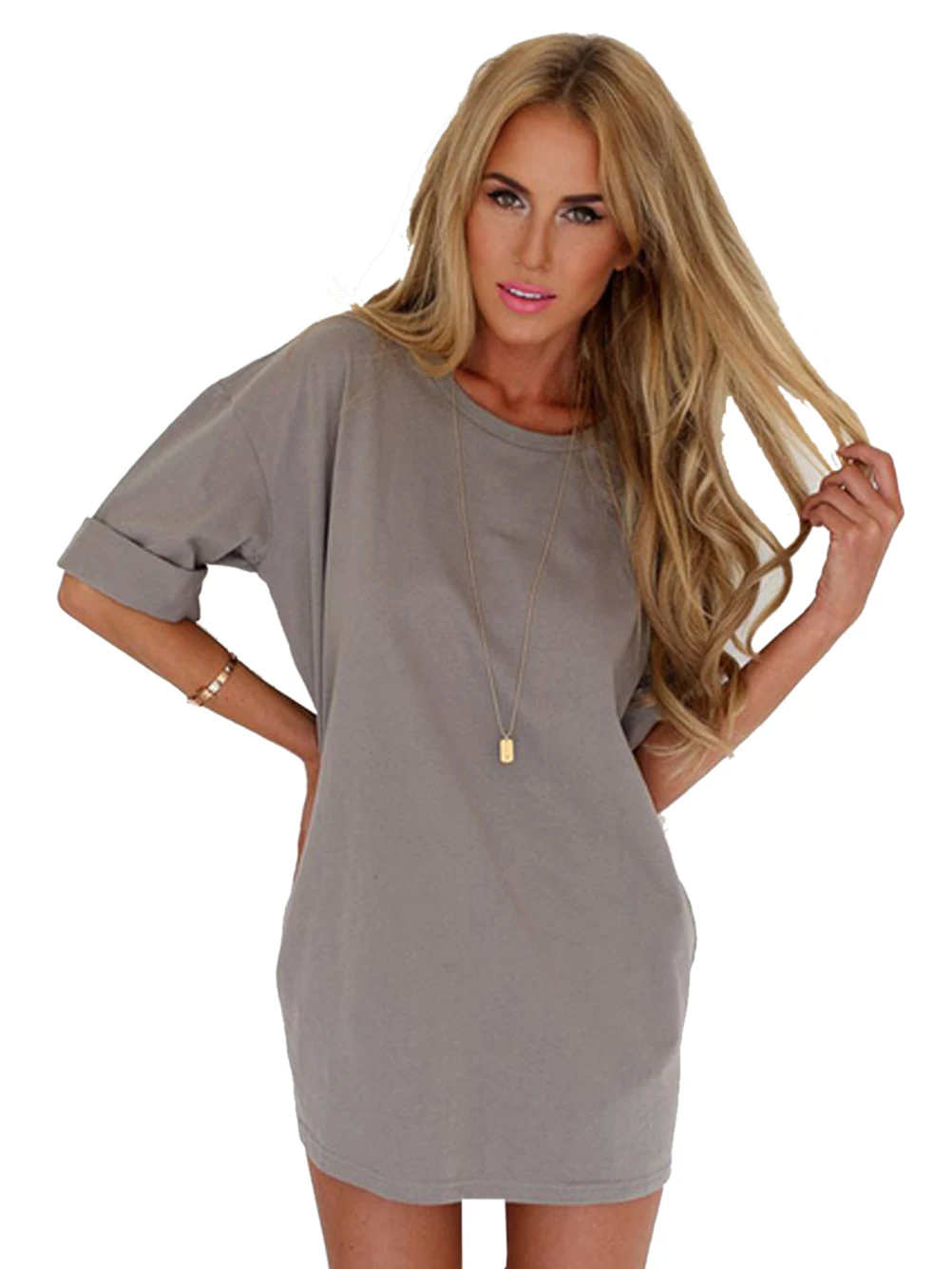 Gray Home Soft Long Shirts Women Loose Oversized Shirts Big Size 