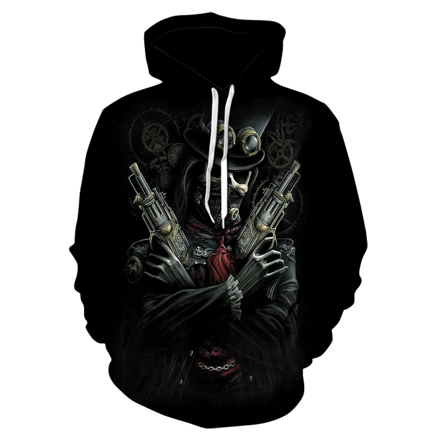 YXYM New fashion Men's 3D Double Gun Warrior Hoodie Quality New Casual