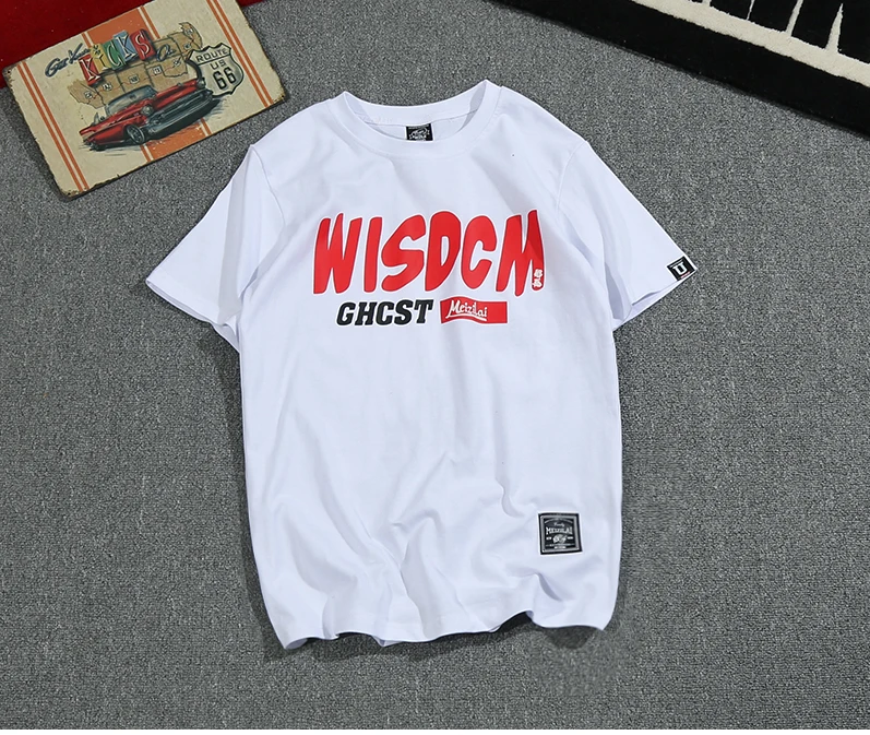 Качество кататься футболка для мальчиков и девочек Уличная одежда с китайской слова означает зла дизайн футболка для бедра POP