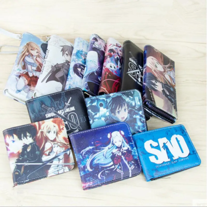 

Sword Art Online Japanese Cartoon Anime Wallet Unisex PU Short Long Standard Wallets Yuuki Asuna Kirigaya Kazuto Wallet