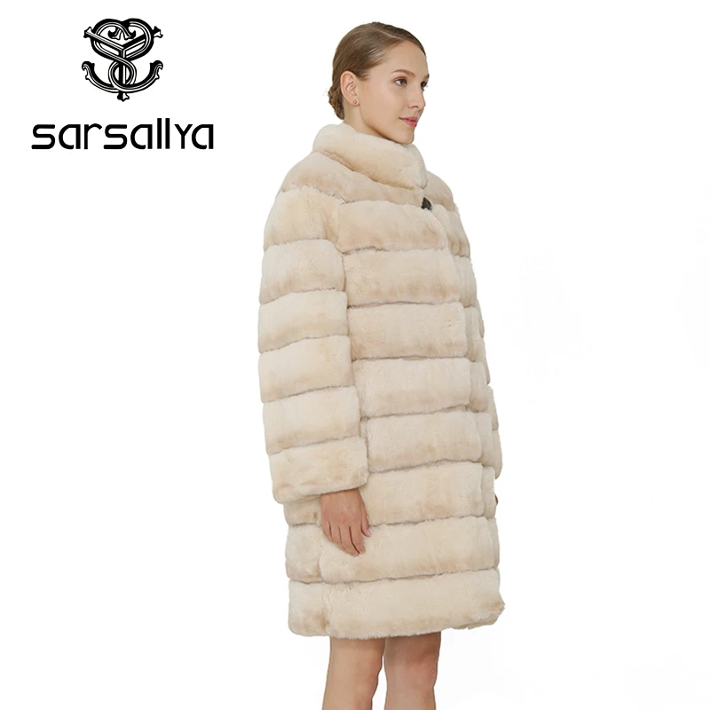 SARSALLYA Natural Rex Rabbit Fur Women Coat Fashion Winter Jacket Real Fur Coat Vest Women Clothing Female Outcoat