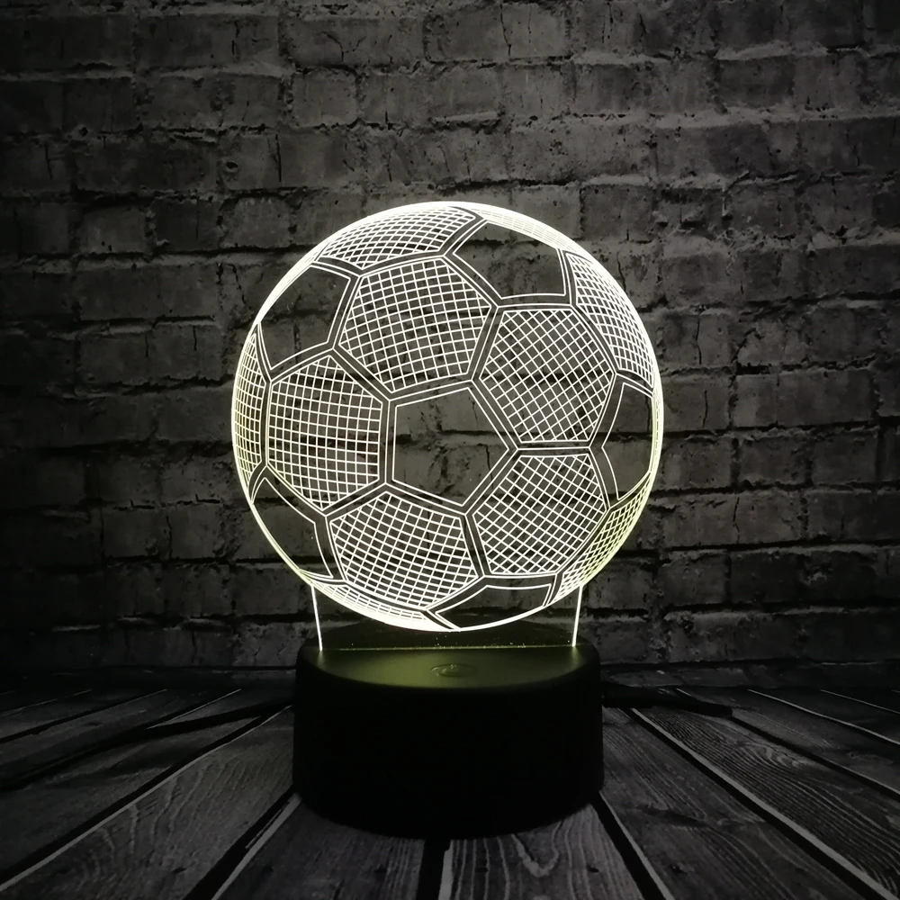 Спортивный футбол в форме футбола светодиодный 3D лампа сенсорный Дистанционный датчик ночник многоцветный подарок дизайн спальни для мальчиков детская игрушка