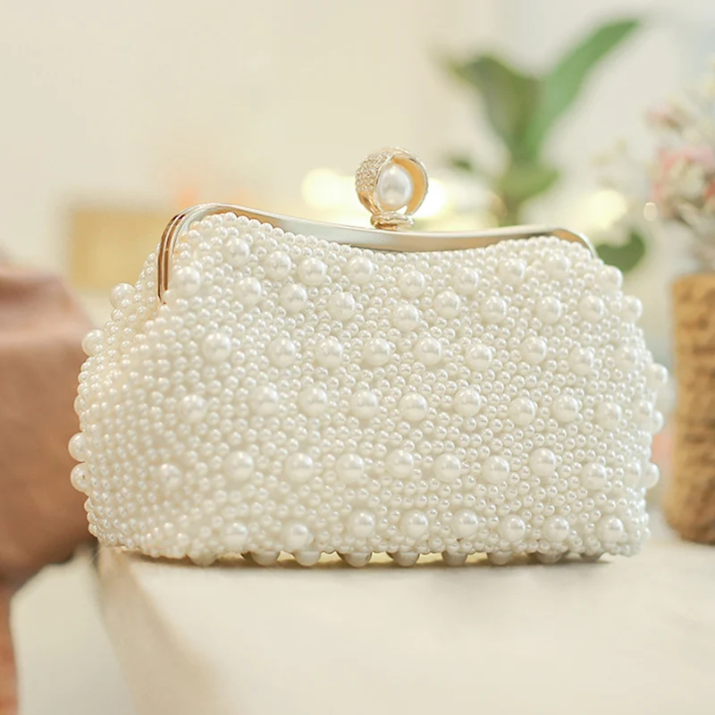 

Handbag Pearl Day Clutch Luxury Women Bridal Wedding Totes Chain Crossbody Shoulder Bag Small Purse Crystal Evening Party Bags