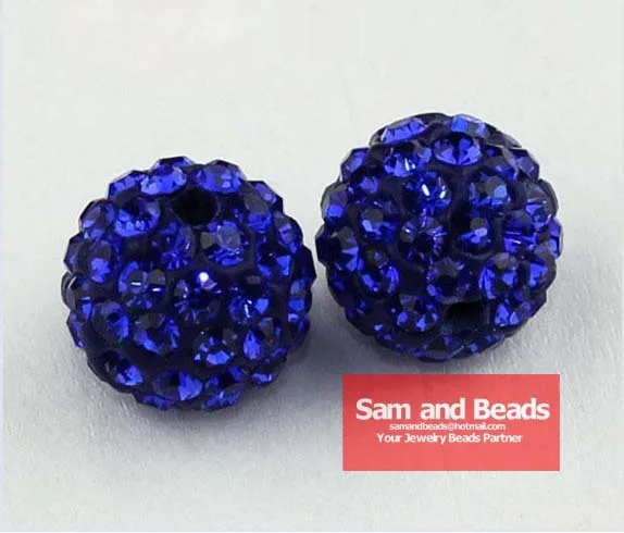 

50Pcs/Lot Clay Bracelet Disco Crystal Pave Ball Beads Cobalt Wholesale 8MM High Quality