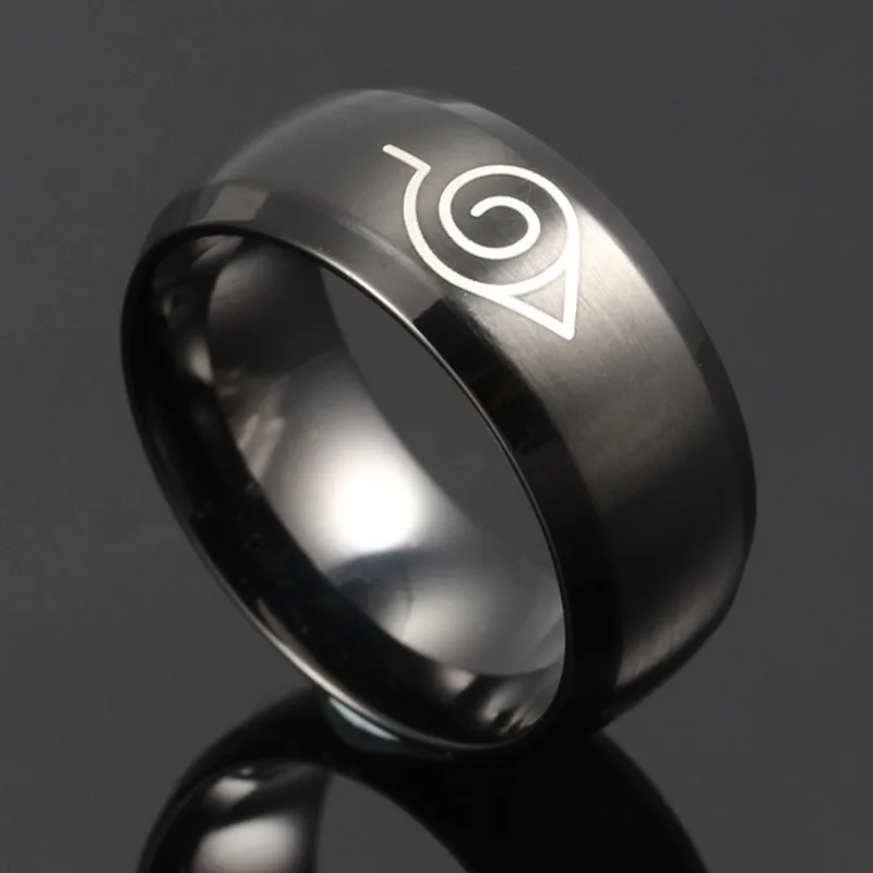Дропшиппинг, модные черные кольца Наруто, мужские кольца на палец, нержавеющая сталь, черный цвет, кольца, фигурки, игрушки