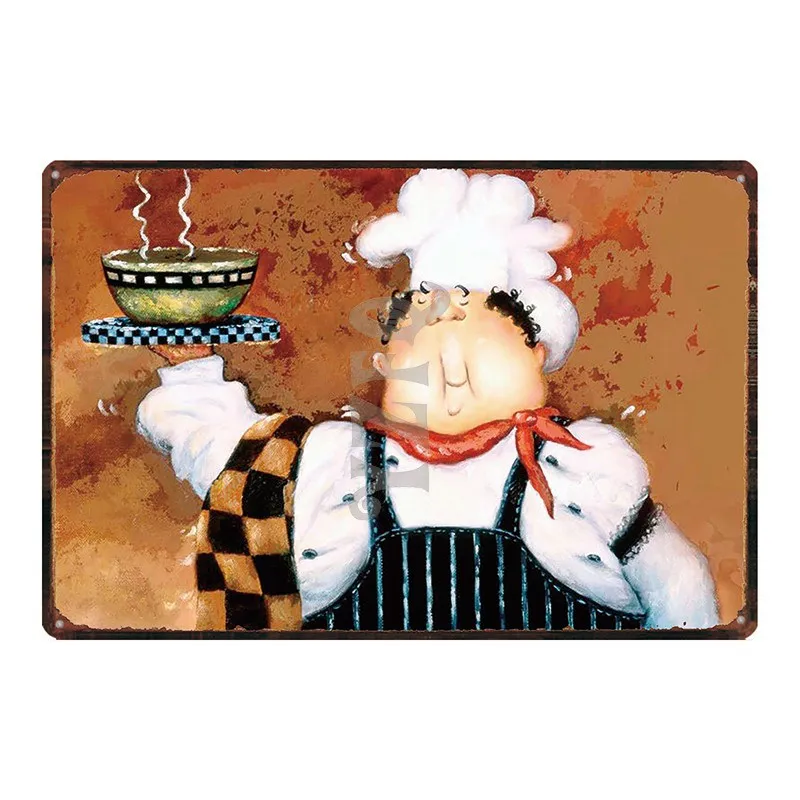 Французский шеф-повар жестяная вывеска металлическая пластина настенная паб кухня ресторан домашний художественный Декор винтажная Настенная Наклейка Куадрос DU-2663 - Цвет: DU2689