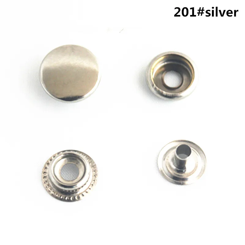 100 sets of 201 metal snap button 1.5 cm silver metal accessories