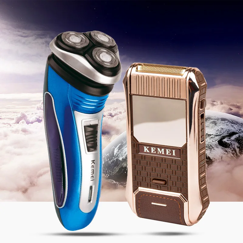 

220-240V Kemei Electric Shaver Men Razor Beard Trimmer Haircut 3D Triple Floating Blade Heads Shaving Trimmer Barber Razor