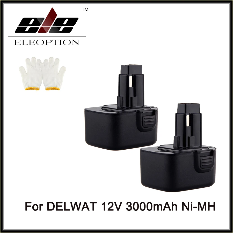 

Eleoption 2 pack 12V NI-MH 3.0AH Rechargeable Power Tool Battery for DEWALT DW9071 DW9071 DW9072 Free Shipping