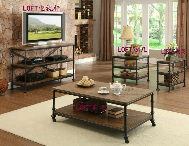 The village of retro furniture,The classical fashion wood and iron table,Double table,wheels dining table,living room furniture The village of retro furniture,The classical fashion wood and iron table,Double table,wheels dining table,living room furniture