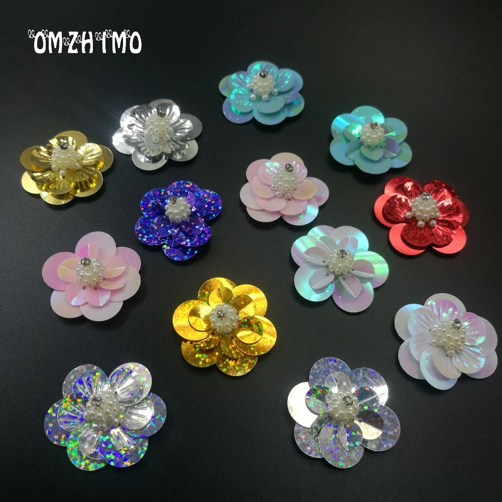 8pcsset flower bowtie beaded patches for clothing sequins Rhinestone appliques parches floral DIY handmade clothes accessories