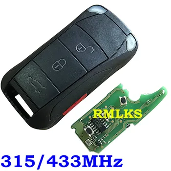 

4 Buttons Remote Key Control Fob 4 Buttons 315MHz 433MHZ ID46 Chip For Porsche Cayenne 2004-2010 With Uncut HU66 Blade