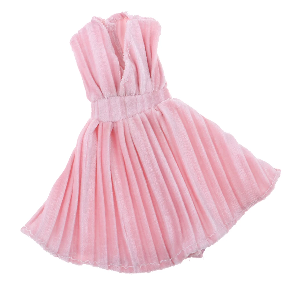 

Doll Clothes Mini V Collar Dress Party Dress For Doll Accessory Pink