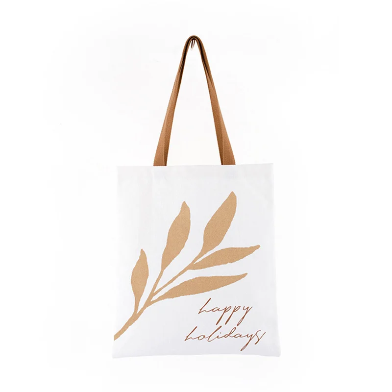 

Women's canvas tote bag tree leaf print shopping bag ladies large capacity shoulder bag