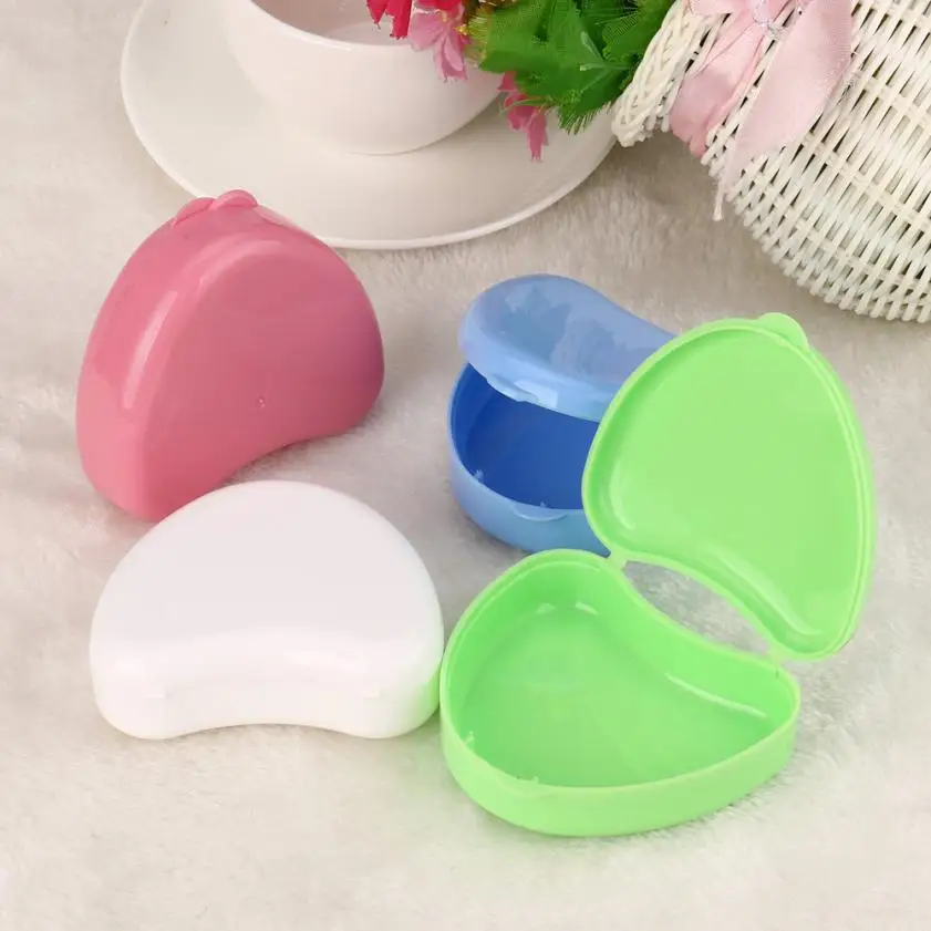 

Denture Storage Case Bath Appliance Heart-shaped False Teeth Box Storage Case Rinsing Basket 2JU26