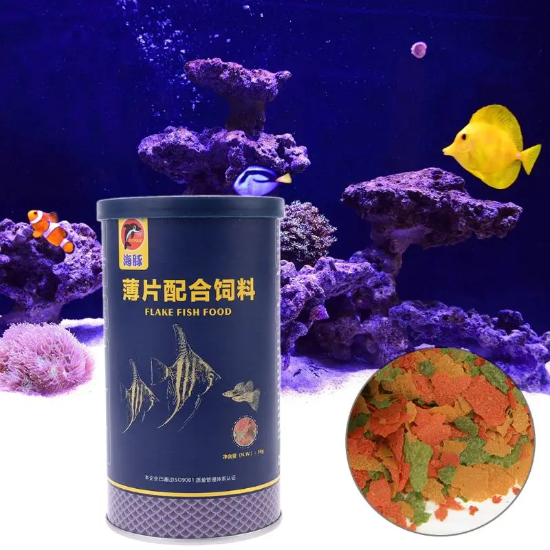 

1Bottle Fish Flakes For Tropical Fish Marine Ornamental Aquarium Fish Foods Feeing Growth Health Supply 50g