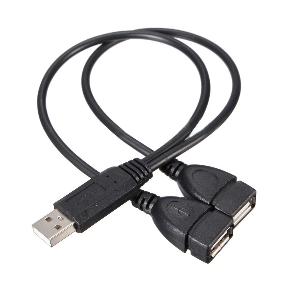 USB 2.0 وذكر إلى 2 المزدوج USB الإناث جاك Y الفاصل تهمة البيانات مزامنة Hub USB ملحق تمديد كابلات الحبل USB الفاصل محسن محول
