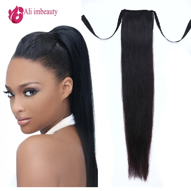 Grade 6a Remy Human Hair Ponytails Straight Hair 100 Human Hair