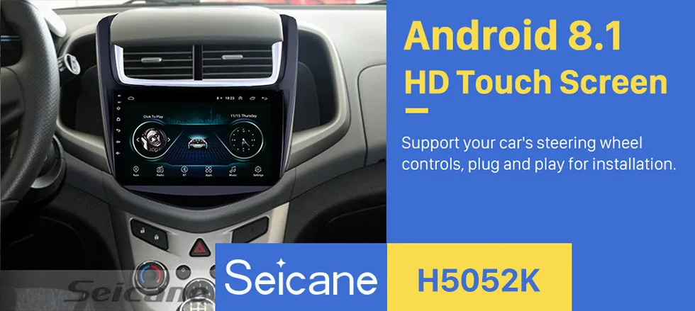 Excellent Seicane 9 inch Android 8.1  For 2014 Chevy Chevrolet Aveo Car GPS Navigation Auto Radio Unit Player Support TPMS Carplay DVR 3G 0