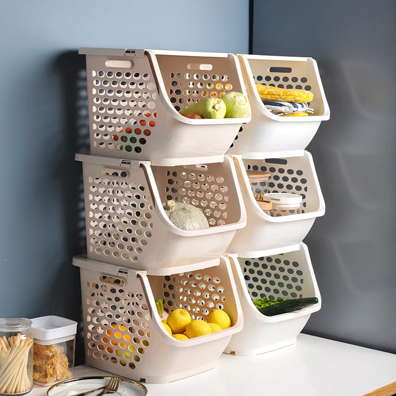Plastic Storage Box For Fruit and Vegetable Basket Organizer Kitchen
