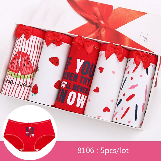 Buy WLSD 5PCS/lot Lucky Red Panties Women Sexy Cotton