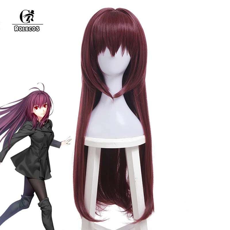 

ROLECOS Game Fate Grand Order Cosplay Hair FGO Scathach Cosplay Long Hair for Women Fate Extella Link Wine Red Headwear