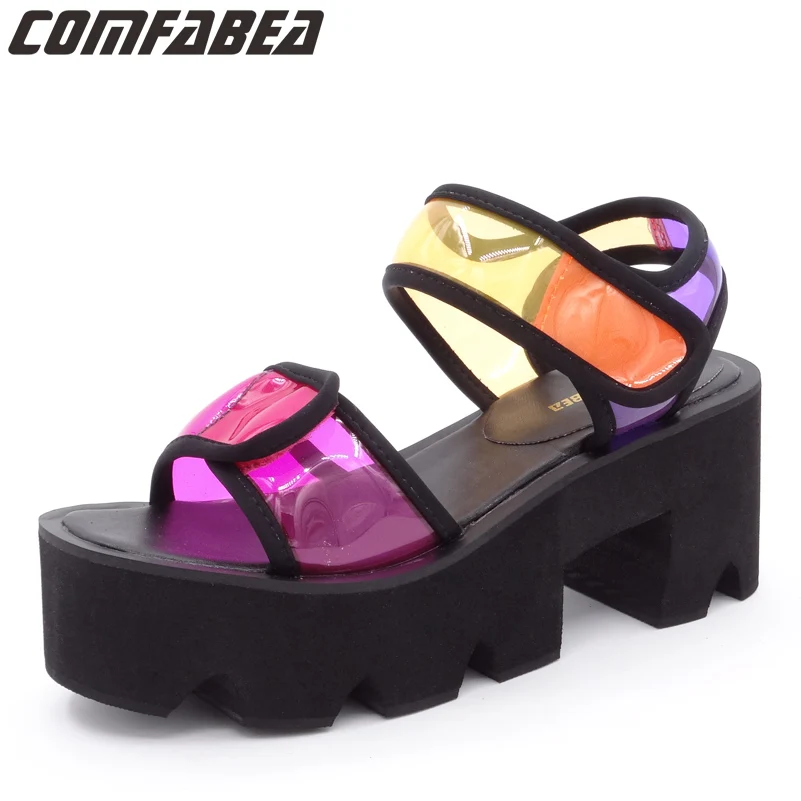 

New Arrival Summer 2019 Purple Platform Shoes Fashion Woman Sandal Casual Platform Sandals Outdoor Women Sandals Thick Heels