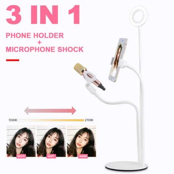 

Photo Studio Selfie LED Ring Light With Cell Phone Mobile Holder For Youtube Live Stream Makeup Camera Lamp For IPhone Android