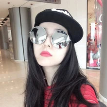 New Oversized Round Sunglasses Women Mirrored Lens Metal Frame Eyewear Sun Glasses Brand Designer Oculos Feminino