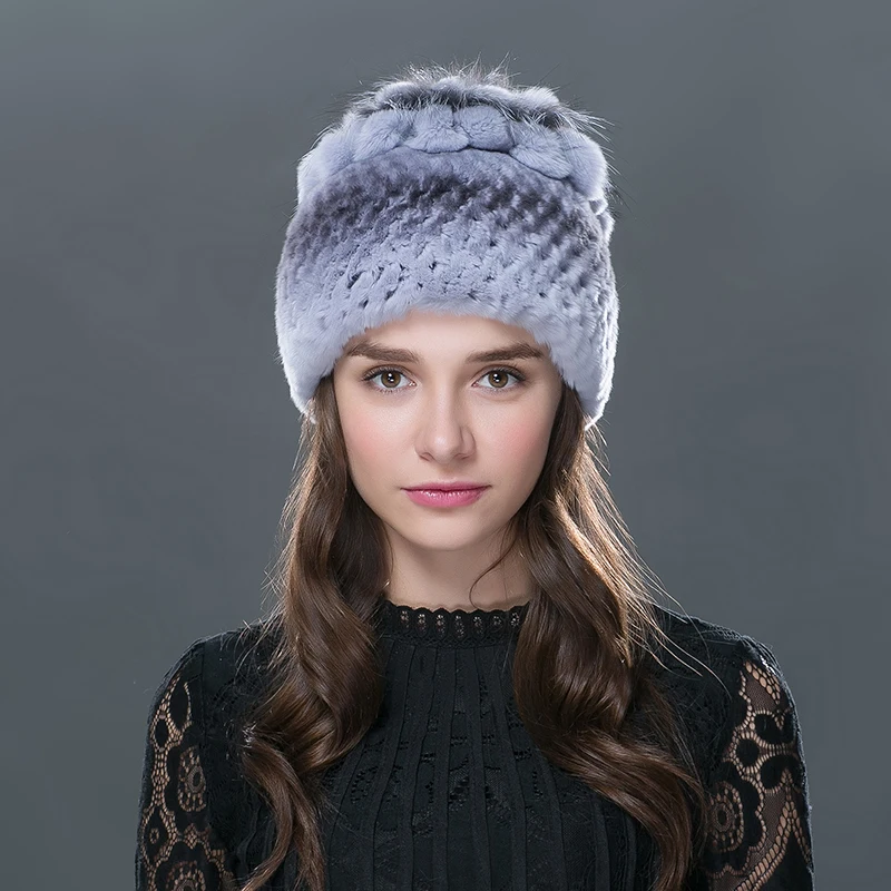 ФОТО Sale 2016 winter beanies fur hat for women knitted rex rabbit fur hat with fox fur flower top free size casual women's hat