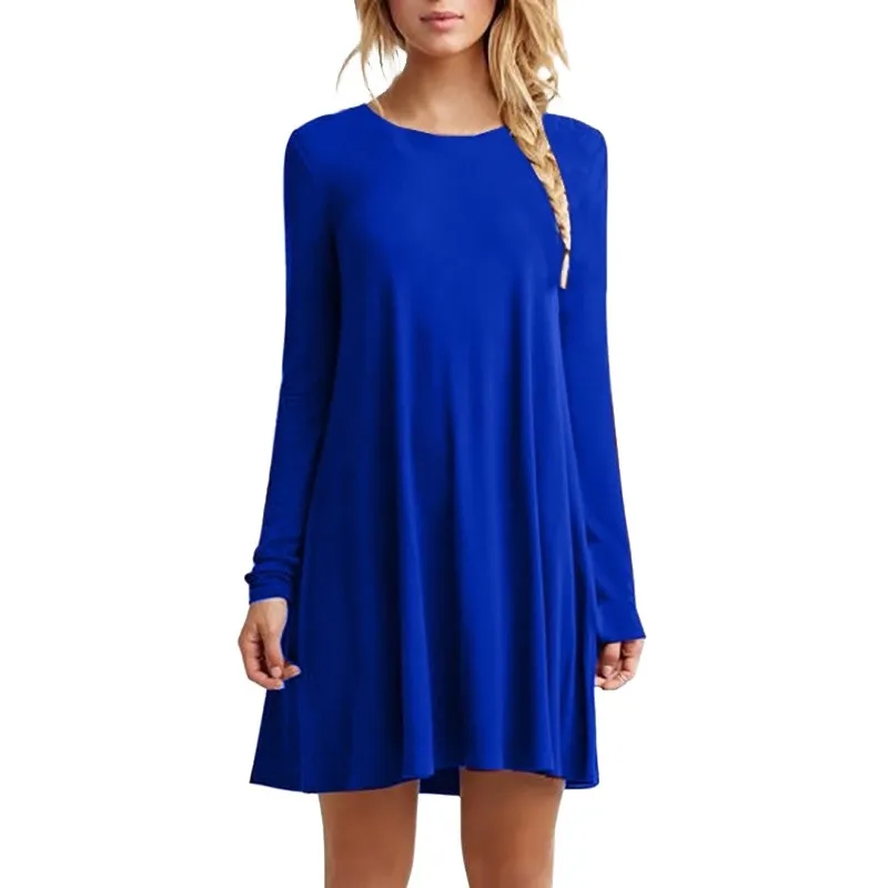 

Fashion Spring Casual Lady Dresses Women Long Sleeve Loose Black Dress Solid Female Mini Dress