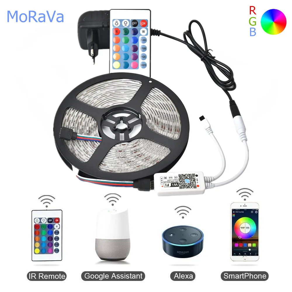 1 м 5 10 умная WiFi Беспроводная Светодиодная лента работает с Amazon Alexa Google Home IFFFT 12V 5050