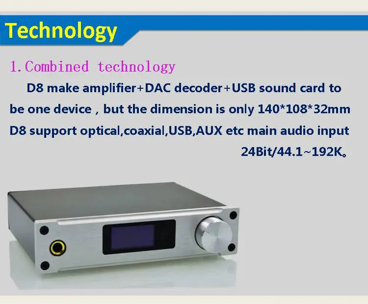 bluetooth speaker amplifier 2019 New Alientek D8 Full Digital Audio Headphone Amplifier Input USB XMOS/Coaxial/Optical/AUX 80W*2 24Bit/192KHz DC28V/4.3A marine amplifier