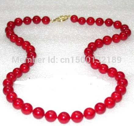 

j0064 natural red round coral bead necklace 14K