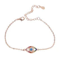 Новинка, модный крошечный браслет из розового золота с цепочкой, разноцветный cz Турецкий Дурной глаз cz, очаровательный браслет, тонкий браслет, регулируемый
