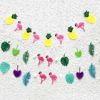 

Flamingo Pineapple Hawaii Themed Summer Party Banner Decoration Garland Banner Pennant Luau Party Favors 5pcs/lot DEC305