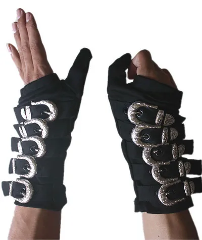 

Rare MJ Michael Jackson Bad bandage Black Metal Black Buckle Alloy Fashion Punk Club Gloves For Fans