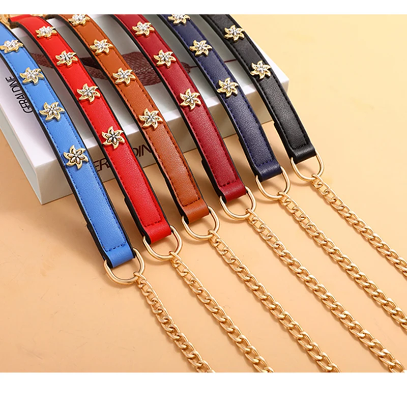 

Chain bag strap with flowers handbags accessories leather handbags shoulder straps shoulder slung wide shoulder strap 2018 new