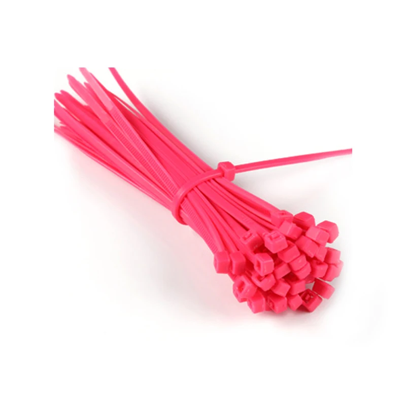 Самозажимная нейлоновая стропа 66 Пластик кабельные стяжки 3*100 мм 100 шт./пакет 8 цветов застегнуть провода Обёрточная бумага ремень CE UL по ограничению на использование опасных материалов в производстве от Makerele - Цвет: Pink