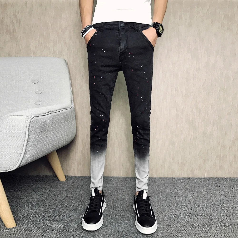 

Summer Brand New Jeans Men Fashion 2019 Patchwork Color Slim Fit Skinny Jeans Men Casual Black Denim Pants Men Trousers 34-28