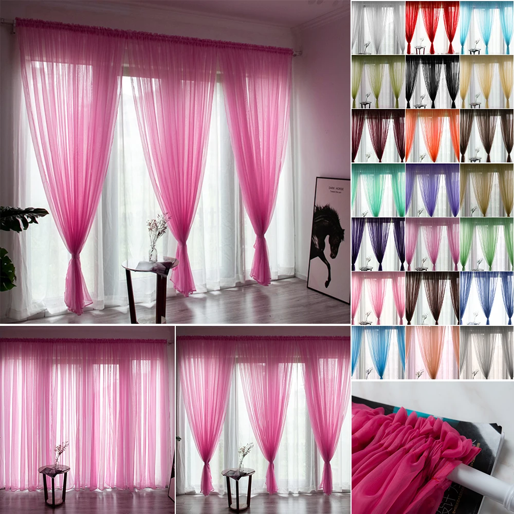 Modern Pure Color Tulle Curtain Window For Living Room Bedroom Drape Panel Sheer Treatments Door A | Дом и сад
