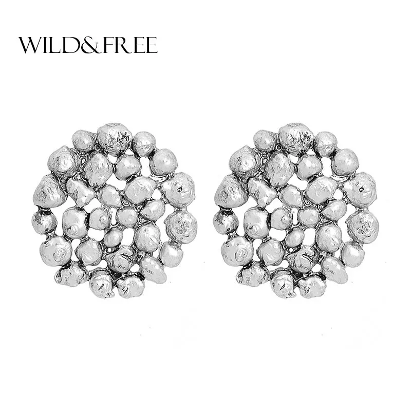 Дикие и свободные минималистичные серьги-гвоздики геометрической формы для женщин, сплав, полые серьги, 3 вида стилей, круглая луна, необычные серьги, ювелирное изделие